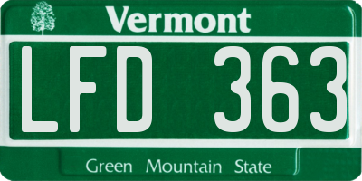 VT license plate LFD363