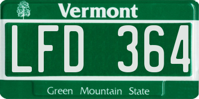 VT license plate LFD364