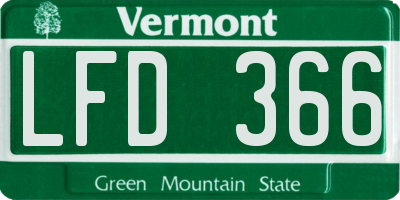 VT license plate LFD366