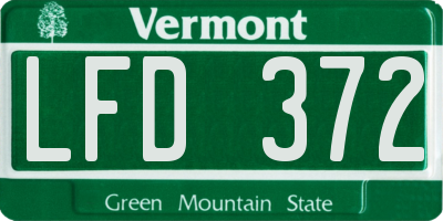 VT license plate LFD372