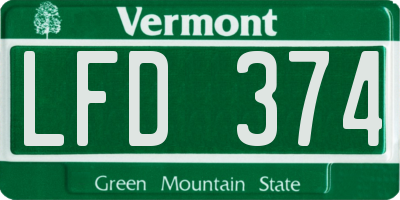 VT license plate LFD374