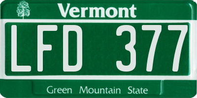 VT license plate LFD377