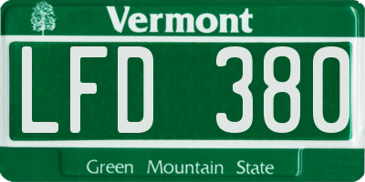 VT license plate LFD380