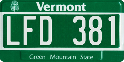 VT license plate LFD381