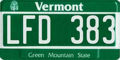 VT license plate LFD383