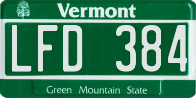 VT license plate LFD384