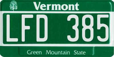VT license plate LFD385