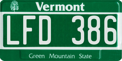 VT license plate LFD386