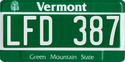 VT license plate LFD387