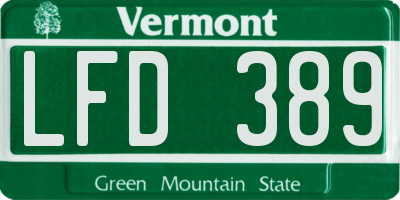 VT license plate LFD389