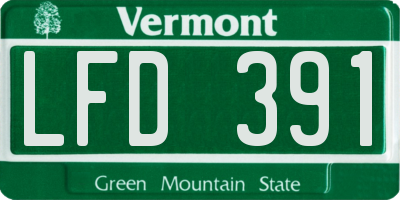 VT license plate LFD391