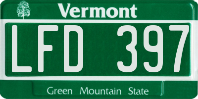 VT license plate LFD397