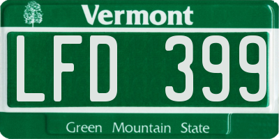 VT license plate LFD399
