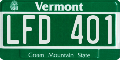 VT license plate LFD401