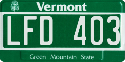 VT license plate LFD403