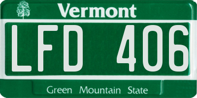 VT license plate LFD406