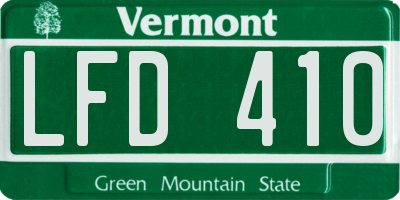VT license plate LFD410