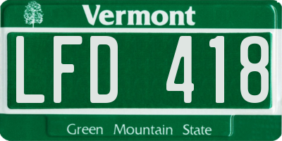 VT license plate LFD418