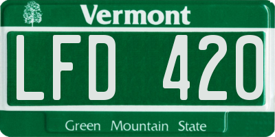 VT license plate LFD420