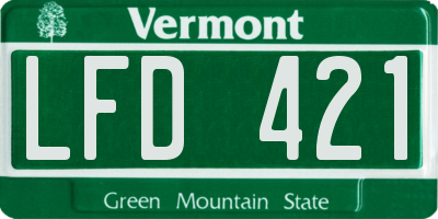 VT license plate LFD421