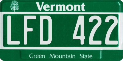 VT license plate LFD422