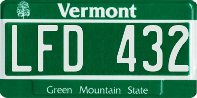 VT license plate LFD432