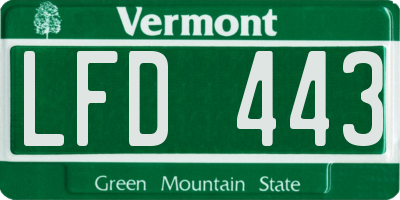 VT license plate LFD443