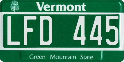 VT license plate LFD445