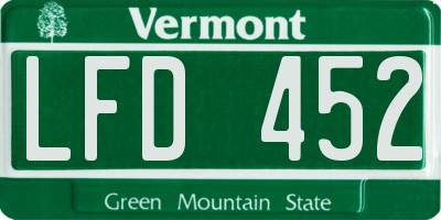 VT license plate LFD452