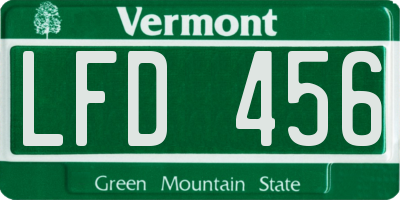 VT license plate LFD456