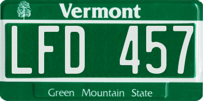 VT license plate LFD457