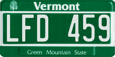 VT license plate LFD459