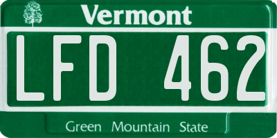 VT license plate LFD462