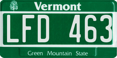 VT license plate LFD463