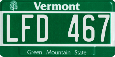 VT license plate LFD467