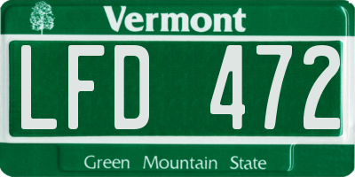 VT license plate LFD472