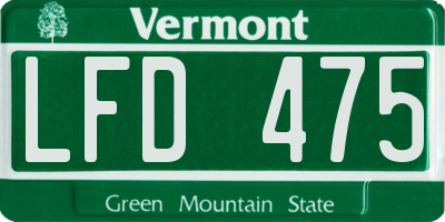 VT license plate LFD475