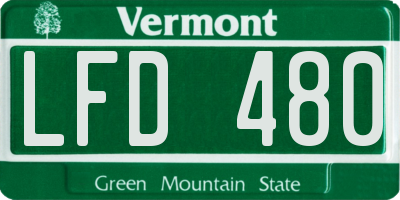 VT license plate LFD480