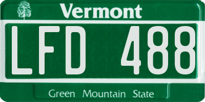 VT license plate LFD488