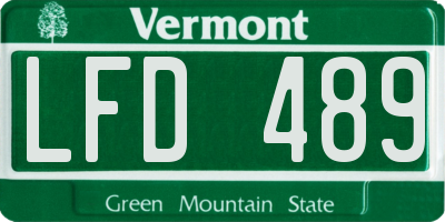 VT license plate LFD489