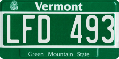 VT license plate LFD493