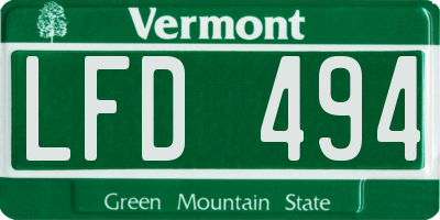 VT license plate LFD494