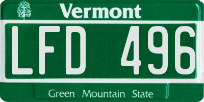 VT license plate LFD496