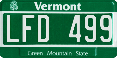 VT license plate LFD499