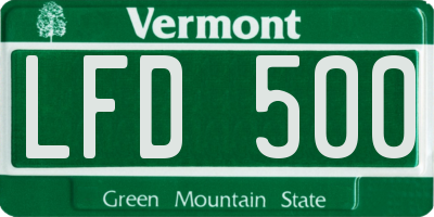 VT license plate LFD500
