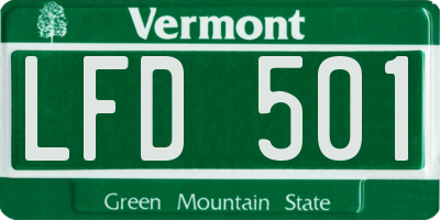 VT license plate LFD501