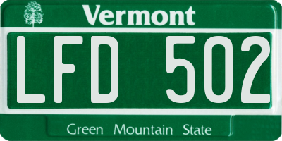 VT license plate LFD502