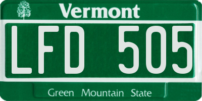VT license plate LFD505