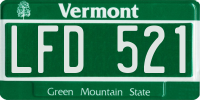 VT license plate LFD521