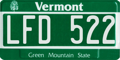 VT license plate LFD522